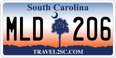 SC license plate MLD206