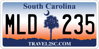 SC license plate MLD235