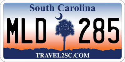 SC license plate MLD285
