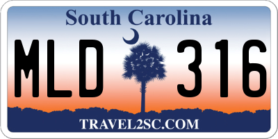 SC license plate MLD316
