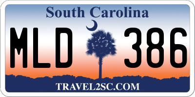 SC license plate MLD386