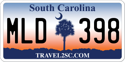 SC license plate MLD398