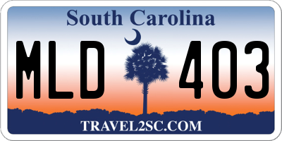 SC license plate MLD403