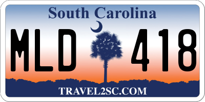SC license plate MLD418