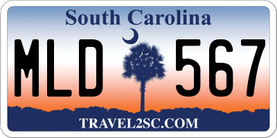 SC license plate MLD567