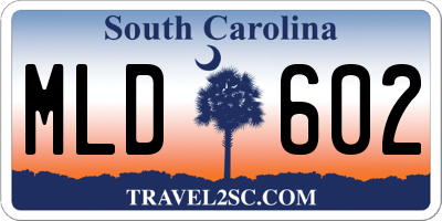 SC license plate MLD602