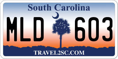 SC license plate MLD603