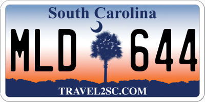 SC license plate MLD644