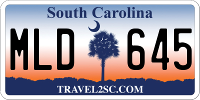 SC license plate MLD645