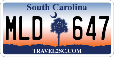 SC license plate MLD647