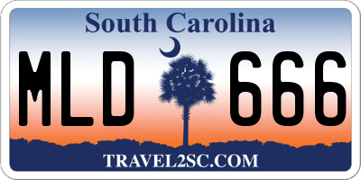 SC license plate MLD666