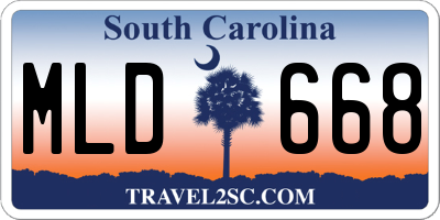 SC license plate MLD668
