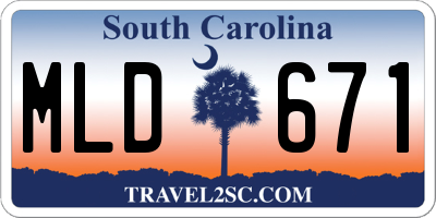 SC license plate MLD671