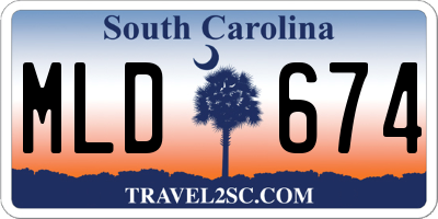 SC license plate MLD674