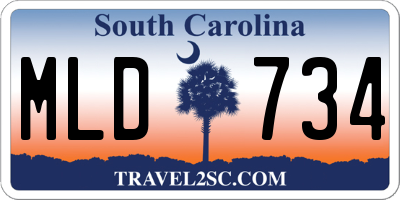 SC license plate MLD734