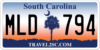 SC license plate MLD794
