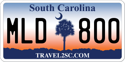 SC license plate MLD800