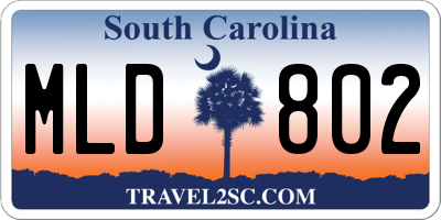 SC license plate MLD802