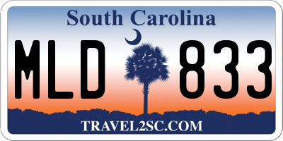SC license plate MLD833