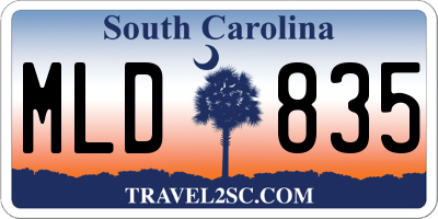 SC license plate MLD835