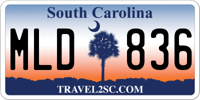 SC license plate MLD836