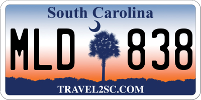 SC license plate MLD838
