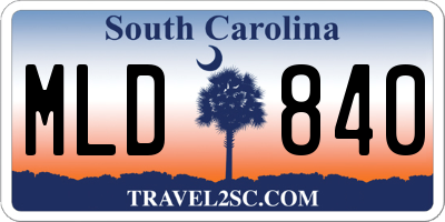 SC license plate MLD840