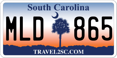 SC license plate MLD865