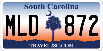 SC license plate MLD872