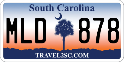 SC license plate MLD878