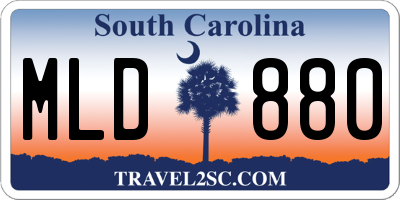 SC license plate MLD880