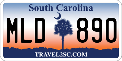 SC license plate MLD890