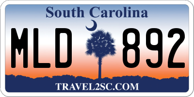 SC license plate MLD892