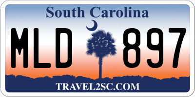 SC license plate MLD897
