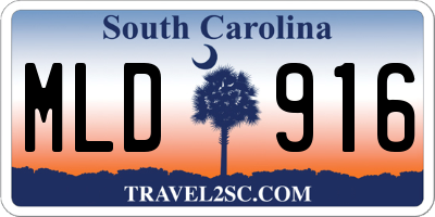 SC license plate MLD916
