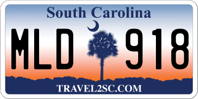 SC license plate MLD918