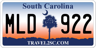 SC license plate MLD922