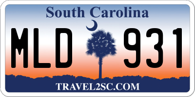 SC license plate MLD931