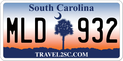 SC license plate MLD932