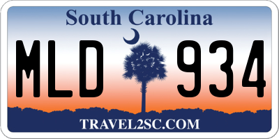 SC license plate MLD934