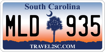 SC license plate MLD935
