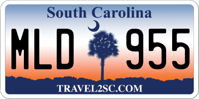 SC license plate MLD955