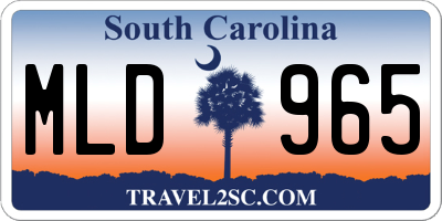 SC license plate MLD965