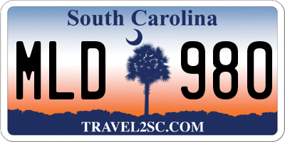 SC license plate MLD980