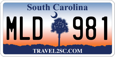 SC license plate MLD981