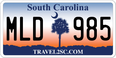 SC license plate MLD985