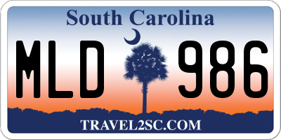 SC license plate MLD986