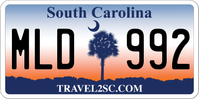 SC license plate MLD992