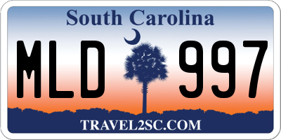 SC license plate MLD997