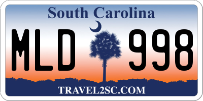 SC license plate MLD998